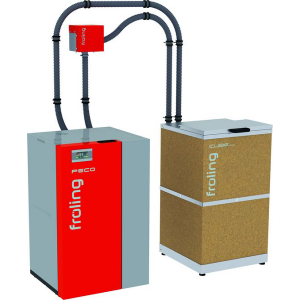 Pack PECO chaudière + silo cube + module d'aspiration + flexible