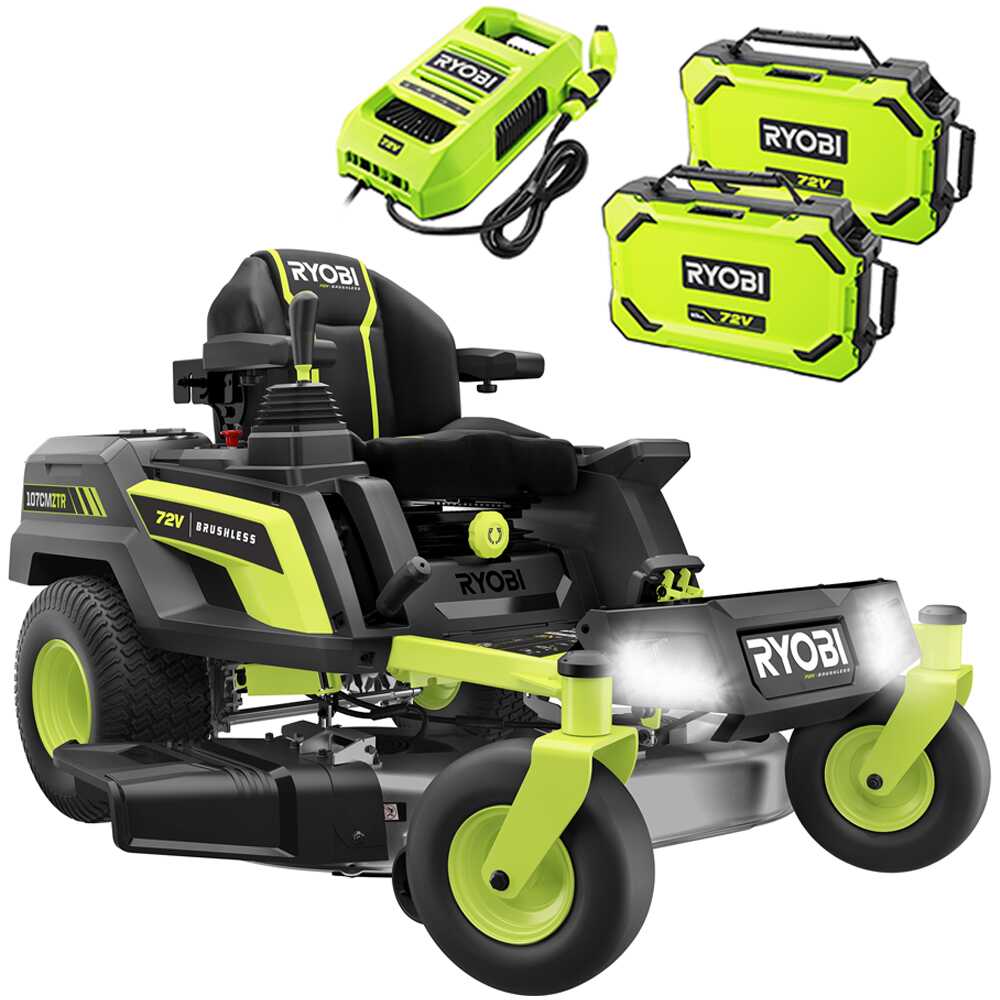 Ryobi ZTRX107 - Tracteur tondeuse sur batterie rayon de braquage zéro - 72V20Ah - coupe de 107cm - 2en1 - GAILLAC JARDINAGE Ryobi ZTRX107 - Tracteur tondeuse sur batterie rayon de braquage zéro - 72V/20Ah - coupe de 107cm - 2en1